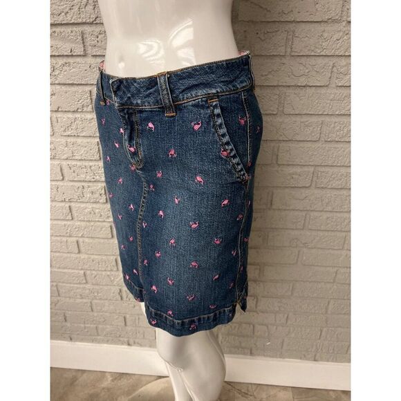 Lilly Pulitzer Women Denim Mini Skirt With Pink Embroidered Whale Size 2 - Picture 7 of 14